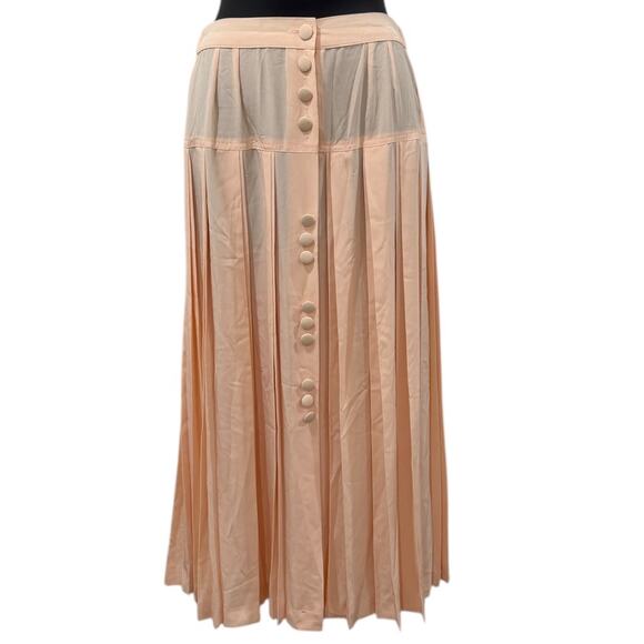 Vintage Paris Peach Pleat Midi Skirt - Picture 2 of 8